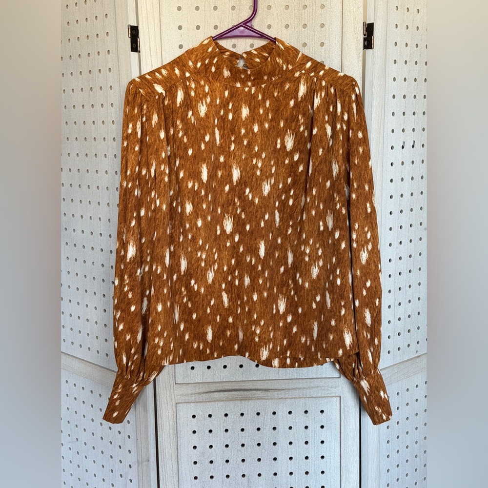 Apt. 9 Brown and White Patterned Blouse